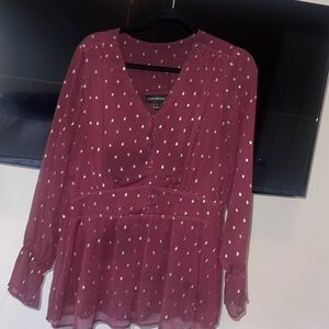 Maroon Long Sleeve Top Lane Bryant Size 14